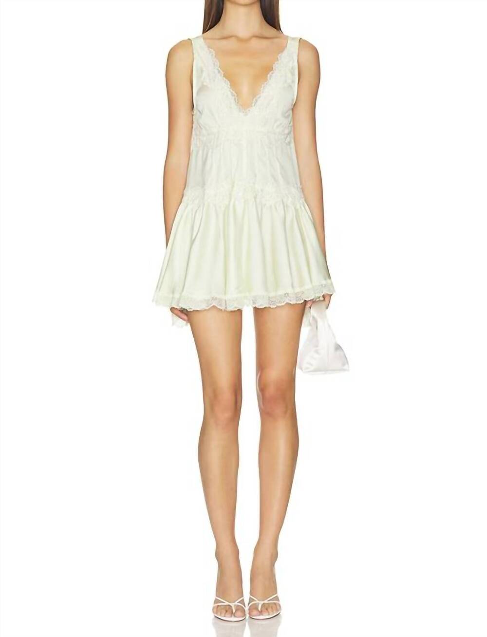 NEW FREE PEOPLE groove mini slip dress in lemon ice